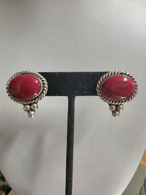 .925 ATI Mexico Sterlingand Red Jasper   Stud Earrings